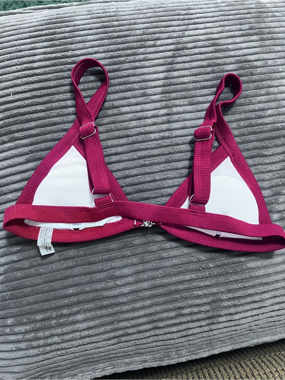 Zaful Red Ribbed Front-Clasp Triangle Bikini Set - Picture 4 of 4